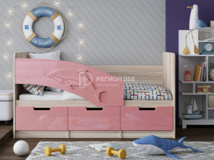 Кровать Дельфин-6 МДФ 1600 Розовый металлик