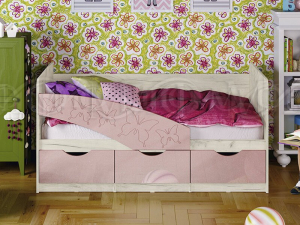 Кровать Бабочки 1600 Розовый металлик
