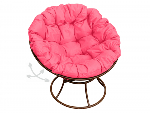 Кресло Папасан пружинка без ротанга розовая подушка