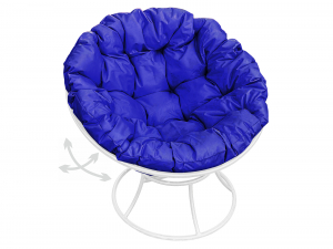 Кресло Папасан пружинка без ротанга синяя подушка