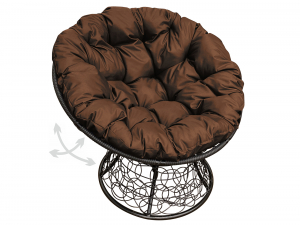 Кресло Папасан пружинка с ротангом коричневая подушка