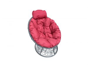 Кресло Папасан мини с ротангом красная подушка