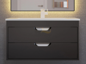 Тумба с раковиной Uperwood Modul матовая черная 80 см