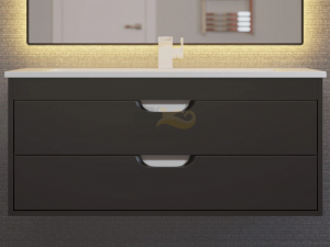 Тумба с раковиной Uperwood Modul матовая черная 100 см