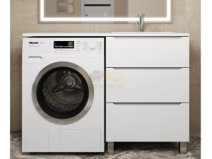 Тумба под стиральную машину Uperwood Tanos 60 см, напольная, 3 ящика, белая