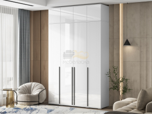 Шкаф 4-х створчатый Норд 1600 с антресолью Белый глянец