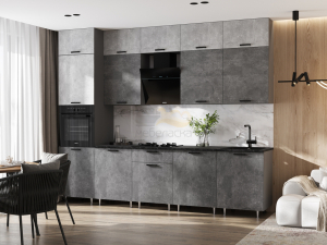 Кухня Рио NEW 3,0/1080м (490) Компоновка №3/1 Бетон светлый/Бетон темный, Графит