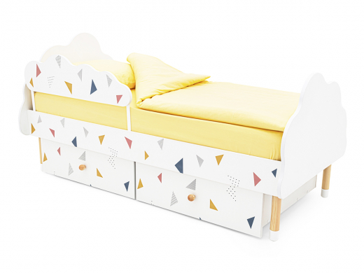 Кровать Stumpa Облако бортик, ящики Треугольники желтый,синий,розовый