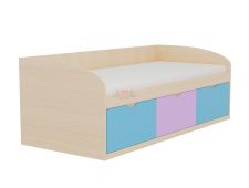 Кровать-8 одинарная с 3-мя ящиками 800*1900 МДФ голубое небо+розовый