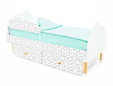 Кровать Stumpa Облако бортик и ящики рисунок Кубики