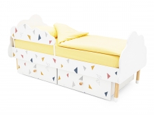 Кровать Stumpa Облако бортик, ящики Треугольники желтый,синий,розовый