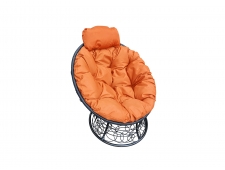 Кресло Папасан мини с ротангом оранжевая подушка